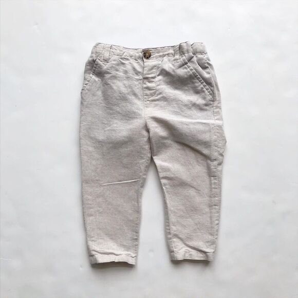 Mon Caramel cream linen pants EUC 18-24 months - Picture 1 of 5
